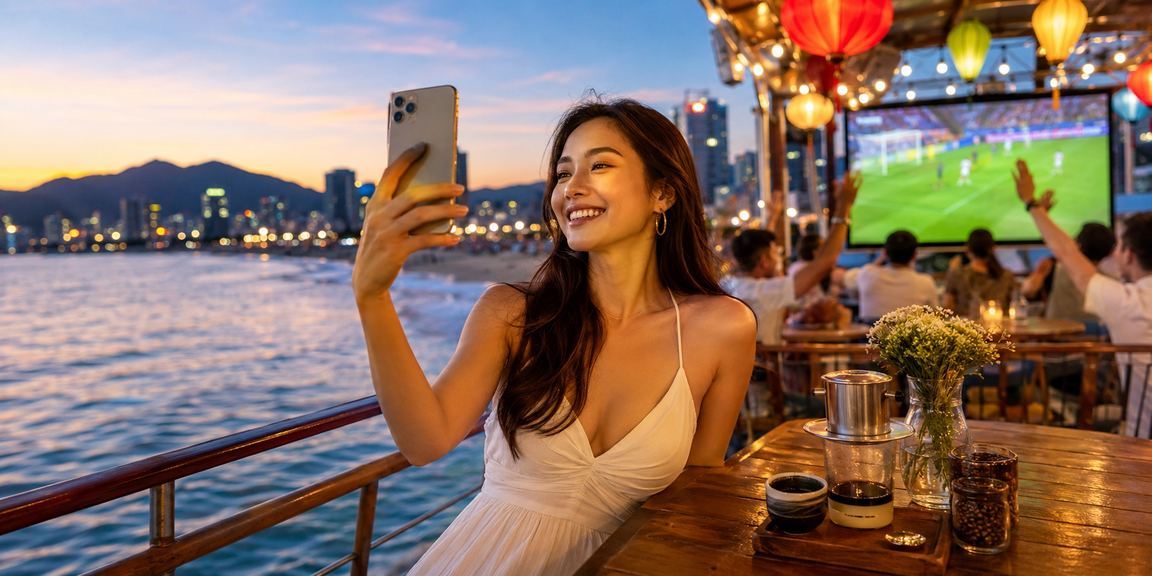Người hâm mộ bóng đá Đà Nẵng xem trận đấu trực tiếp tại quán cà phê