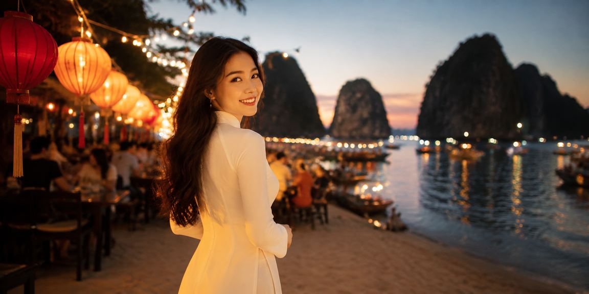 Người chơi tham gia trò chơi bài tại Hội An với trang phục áo dài truyền thống
